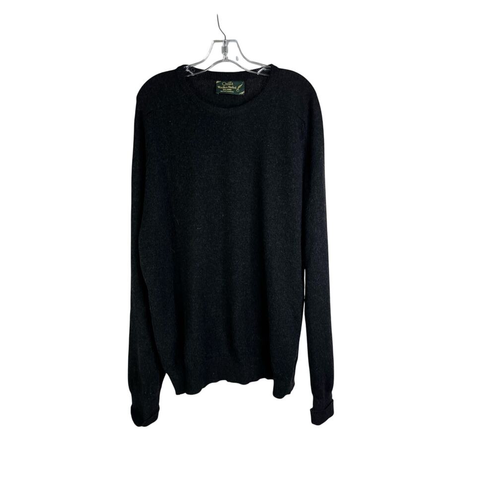 Quill's Woollen Market Sweater Mens Dark Charcoal Pure‎ Irish Cashmere Knit XL